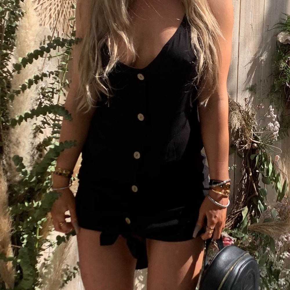 Black Button-Down Spaghetti Strap Dress Size Small